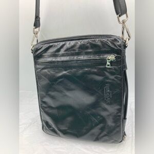 RUDSAK Black Leather Messenger Bag
